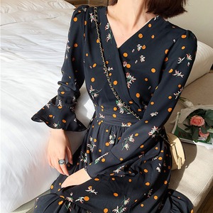 ティアード ロング ワンピース レディース 春秋 韓国 きれいめ 大人 かわいい おしゃれ 花柄 フェミニン ハイウエスト 大人可愛い 大人女子