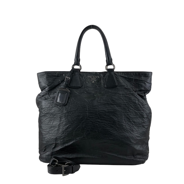 PRADA プラダ ハンドバッグ ブラック ロゴ レザー 2WAY vintage ヴィンテージ オールド ctcsm5