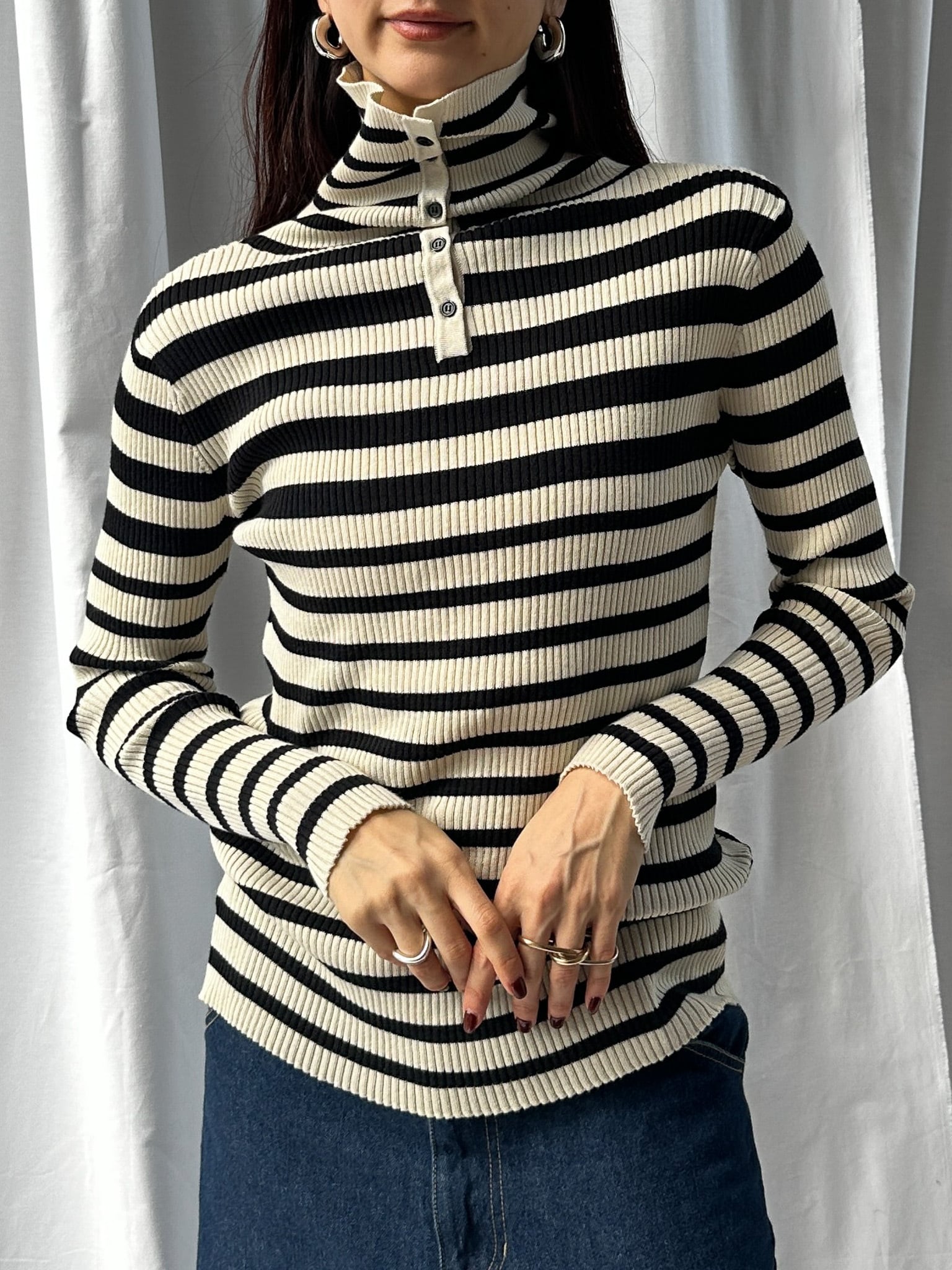 COMFORTABLE AIRBAG BUTTON TURTLENECK(コンフォータブルエアーバックボタンタートル)【5534061】select by Bou jeloud