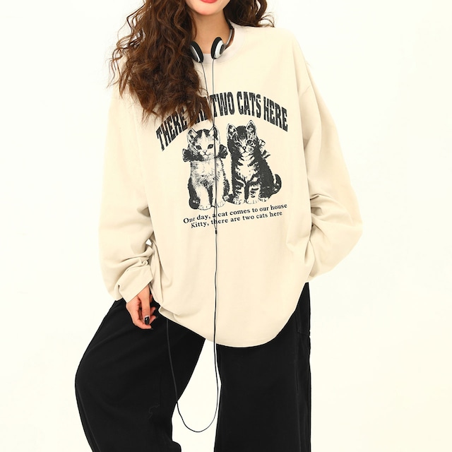 キャットツインクラシックプリントロングスリーブ 2col R00670