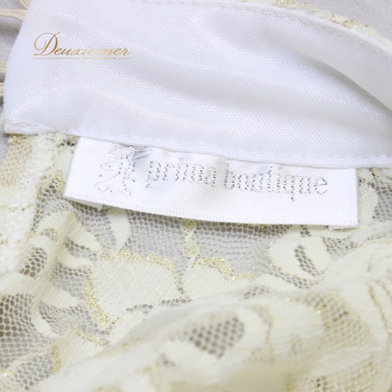 社交ダンス 衣装 スタンダード ドレス ワンピース パーティドレス prima boutique プリマブティック ホワイト系 花柄 バラ 薔薇 ゴールド系 レース オフホワイト エレガント 洗練 ボリューム 二重スカート 伸縮性 フリーサイズ ナイロン素材 結婚式 お呼ばれ フォーマル ダンスパーティー レディース 着こなし コーディネート 安心の品質