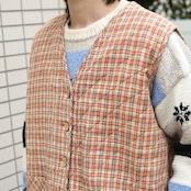 check quilting vest orange
