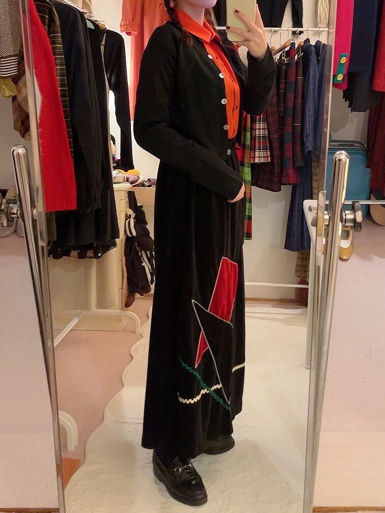 black velours △ patchwork skirt