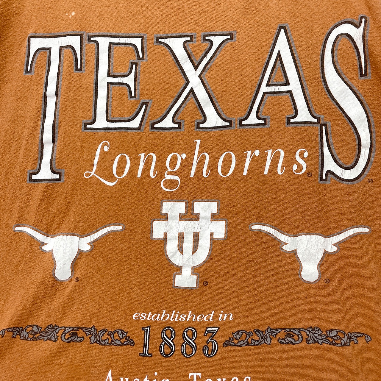 90S USA製 古着 ヴィンテージ 短丈 Tシャツ カレッジ テキサス大学 