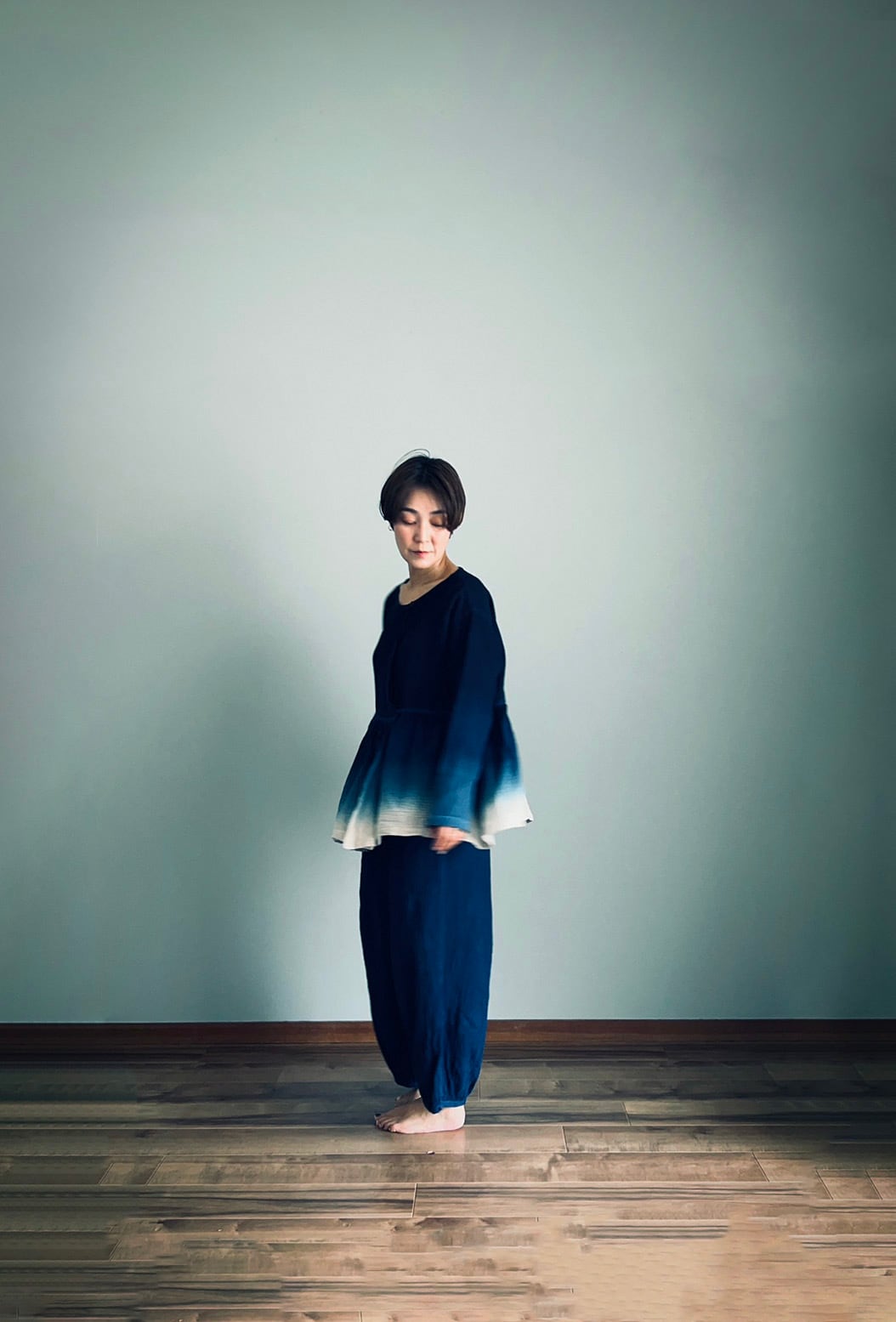【マーくんページ】linen萱調荒目織り＊ラバリジャケット Calm 本藍染ラバリ風ジャケット | nuu