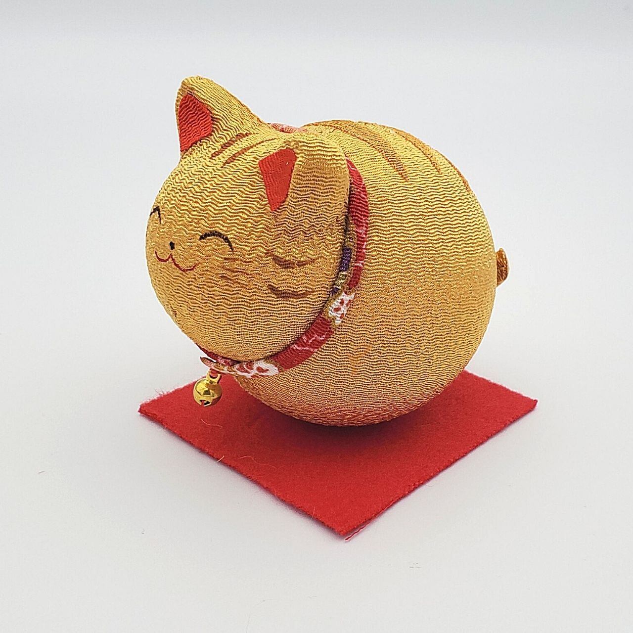 ちりめんのコロコロ猫！(濃い茶)