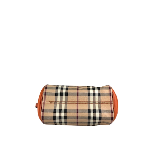BURBERRY バーバリー ノバチェック ショルダーバッグ ベージュ×オレンジ ロゴ PVCレザー 2WAY ワンショルダー vintage ヴィンテージ オールド 2e2732