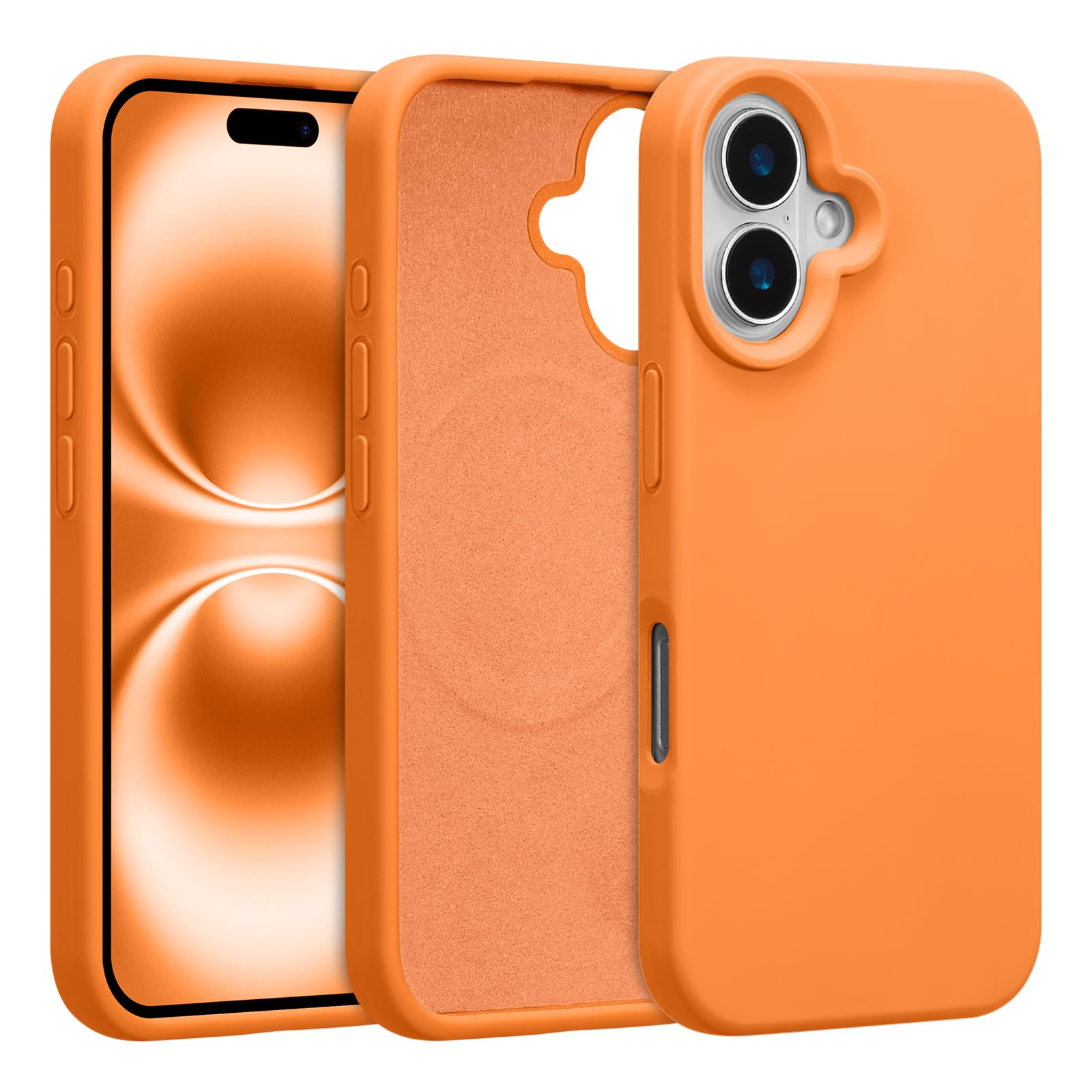 UCASONG iPhone 17用ケース MagSafe対応 ソフト シリコン スマホケース (オレンジ)
