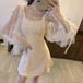 ワンピース レディース 膝下  スクエアネック  ウエストマーク 大人可愛い きれいめ 上品 お洒落 おしゃれ 主役級 存在感 大人 シンプル こなれ感 オルチャン 韓国 韓国系 ファッション オシャレ 休日 旅行  パーティー インスタ映え リゾート 旅行 10代 20代 30代 ピンク アプリコット