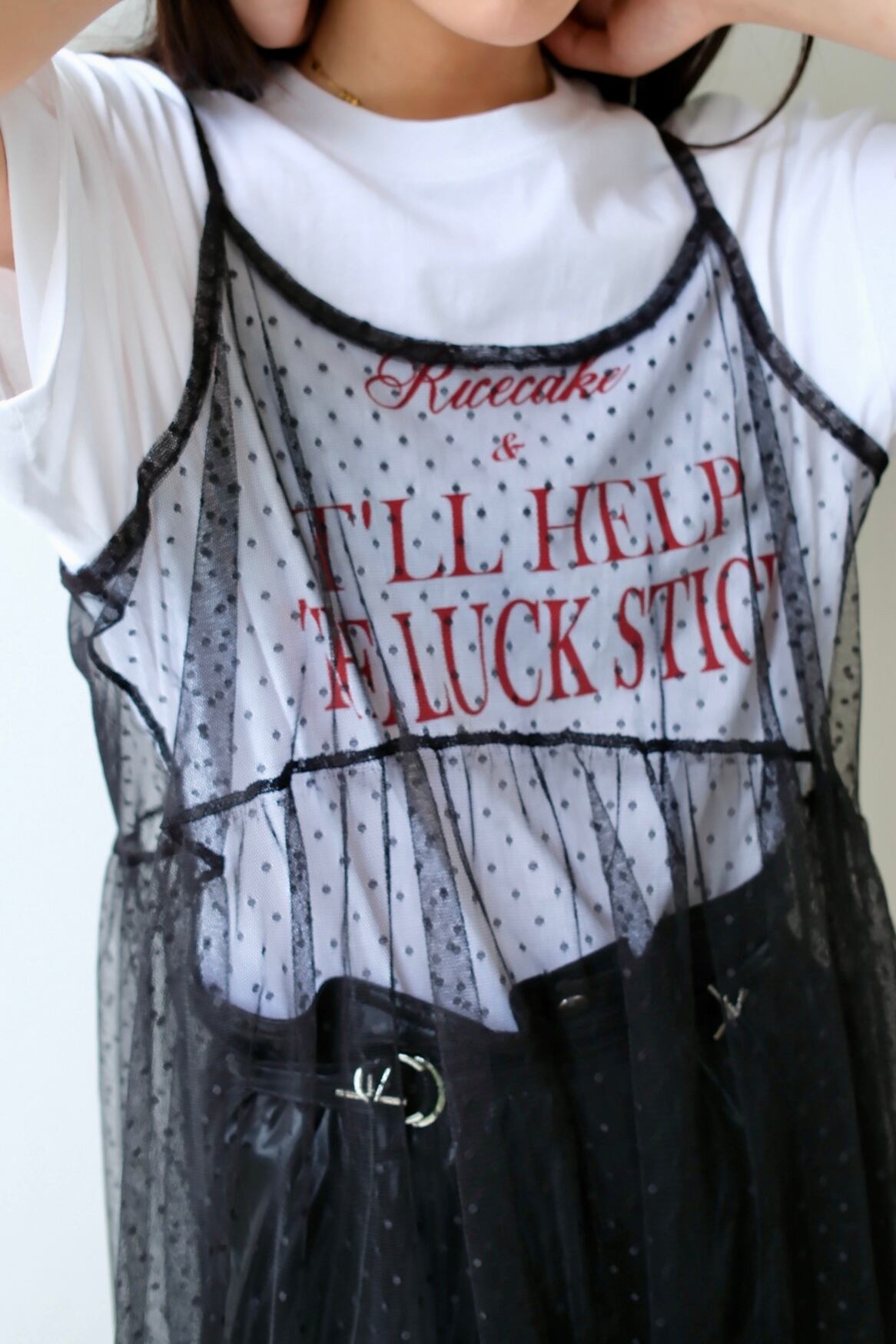 Dot mesh camisole ドットメッシュキャミ Black | planet3rd