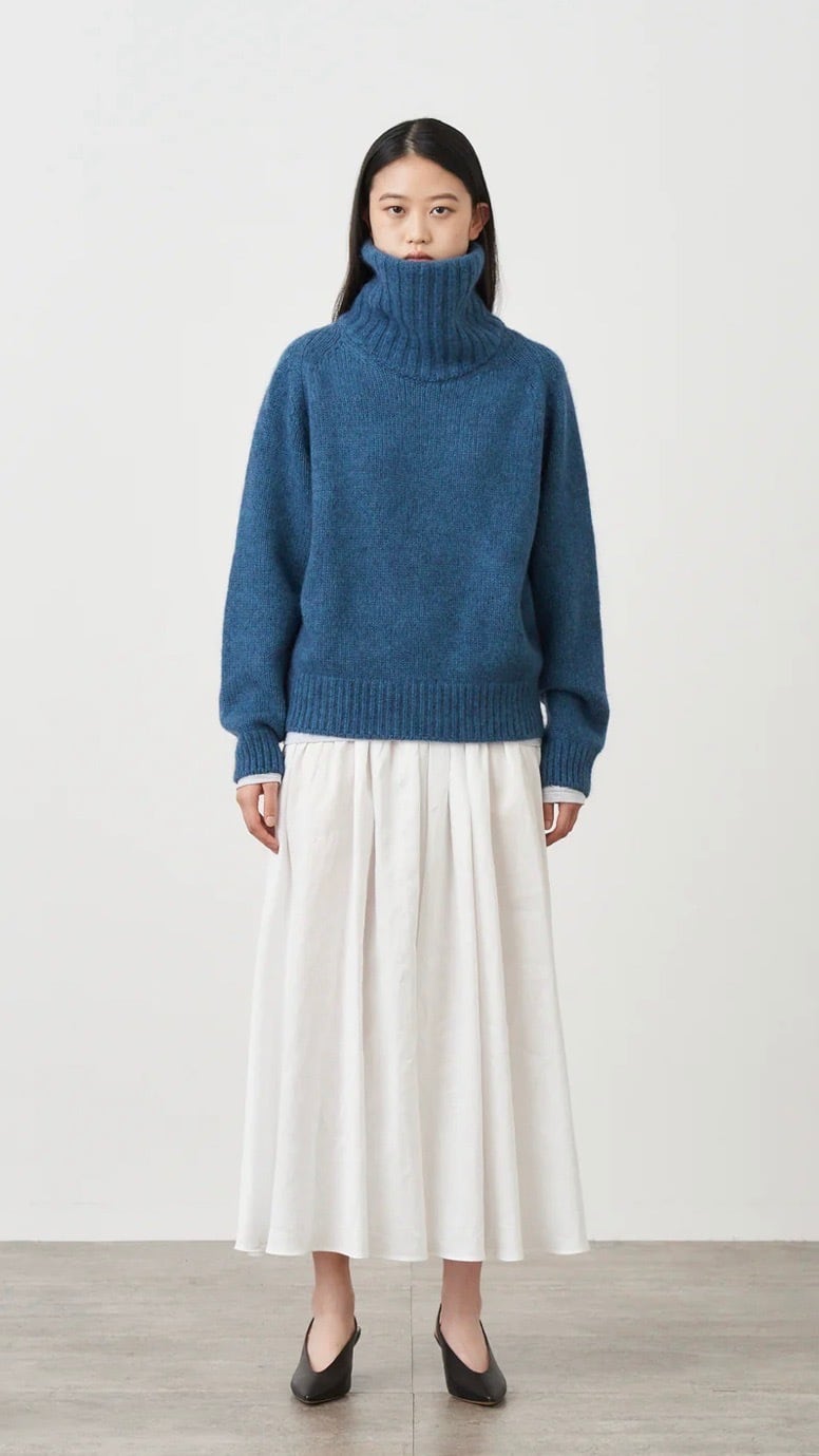 ATON -Wool Mohair Turtle Neck Sweater- :PINK,:BLUE,:CHARCOAL GRAY,:LIGHT GRAY