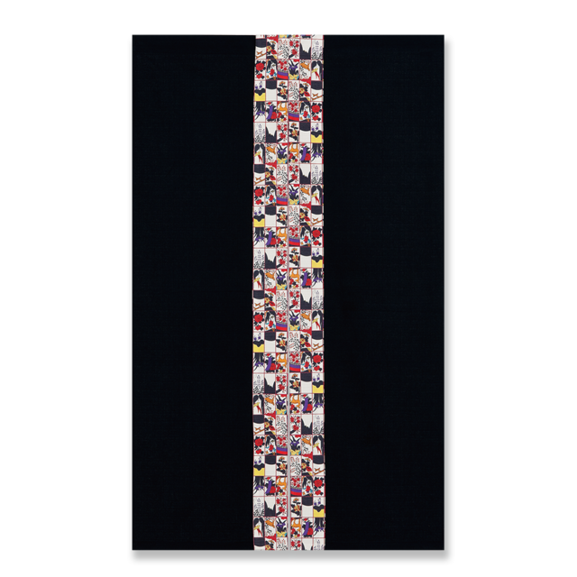 小粋パッチワーク のれん　花札パッチワーク（ボーダー柄）AA（赤）90㎝×150㎝