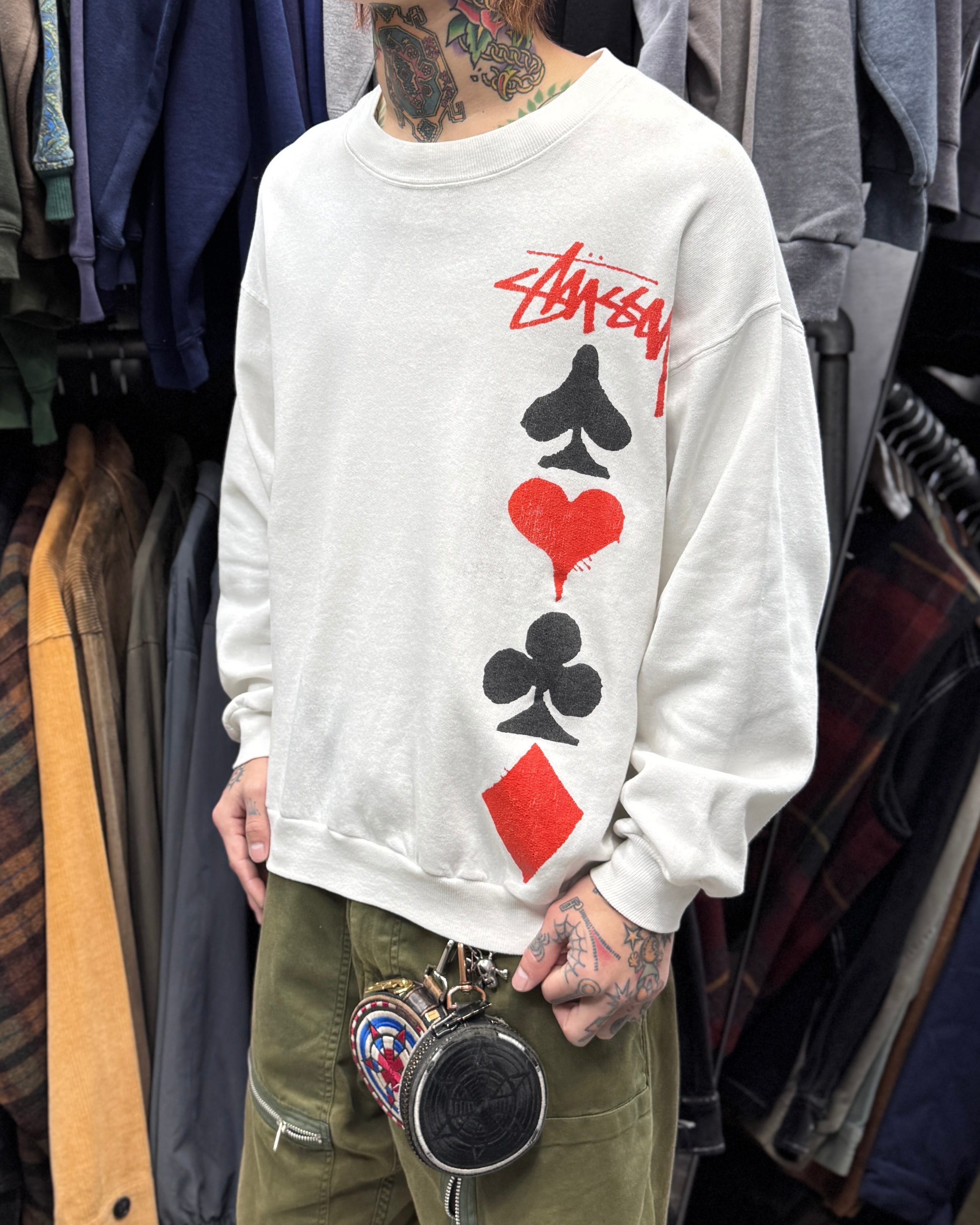 Special!!】80's~90's old stussy Trump Design Sweat 