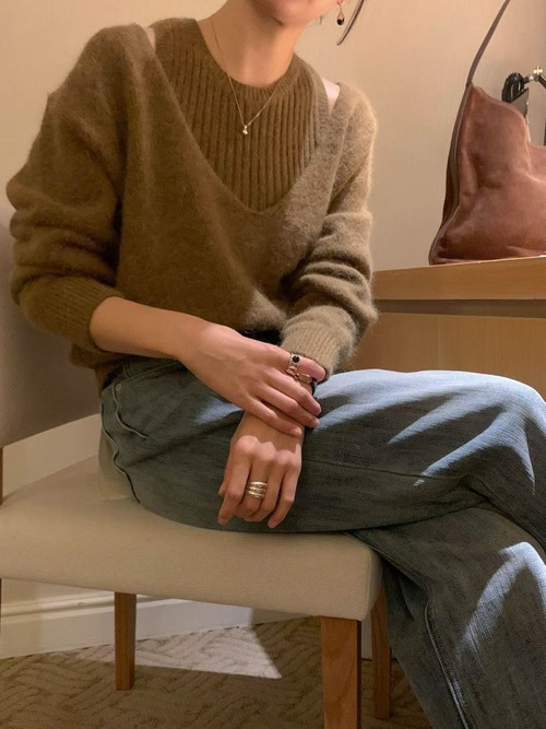 (予約) signature / Aman Layered knit Set 4color