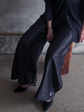 333 original/Embroidery silk wrap pants (BLACK)