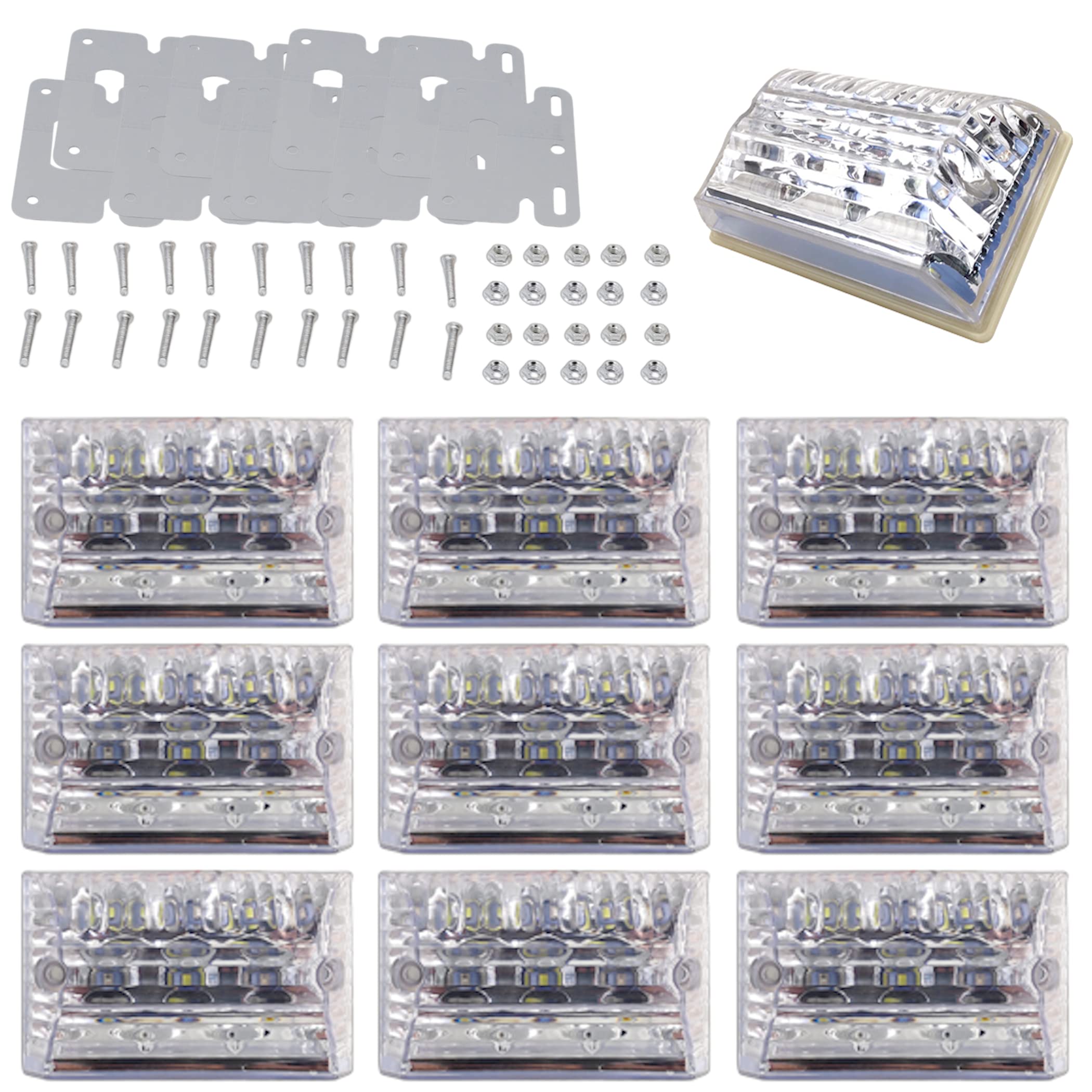 Lezalic サイドマーカー 24V ダウンライト LED トラック デコトラ アンダー ライト 大型車 ランプ ドレスアップ 汎用品 10個セット (ホワイト10個セット)