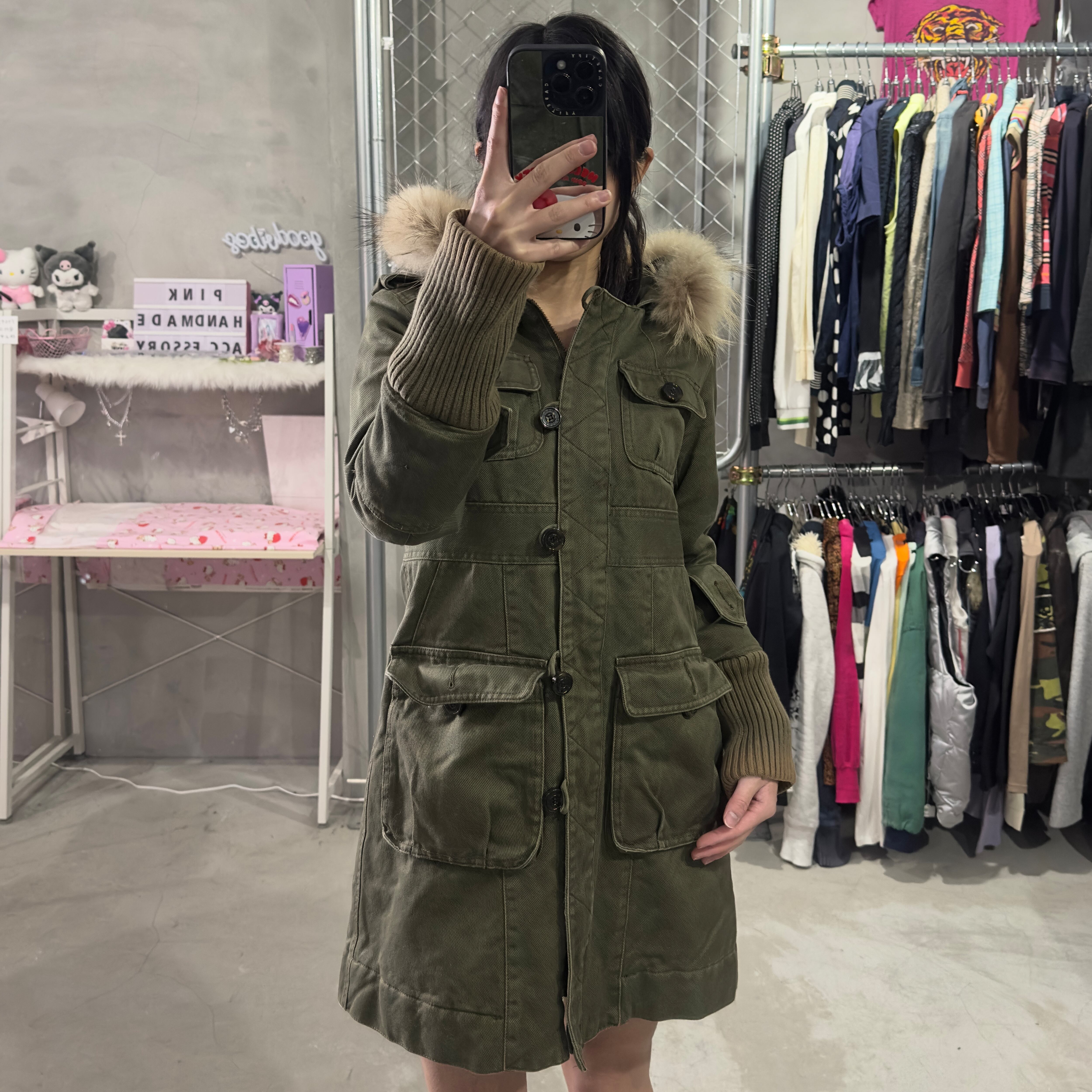 グランジ ファーモッズコート カーキ | Pay ID