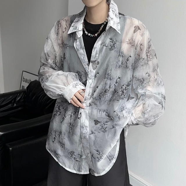 モダンデザインシースルーシャツ bt1512【韓国メンズファッション】