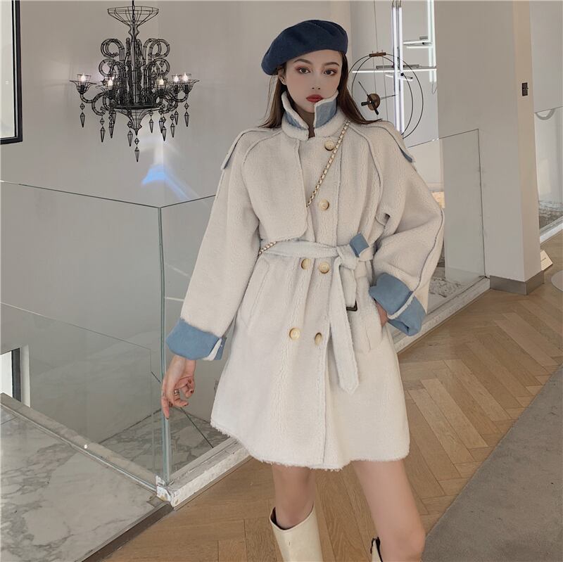 ウールコート ベルト ウェストオータムウィンター 秋物 冬物 ハーネス ブラックストロベリース9487857871