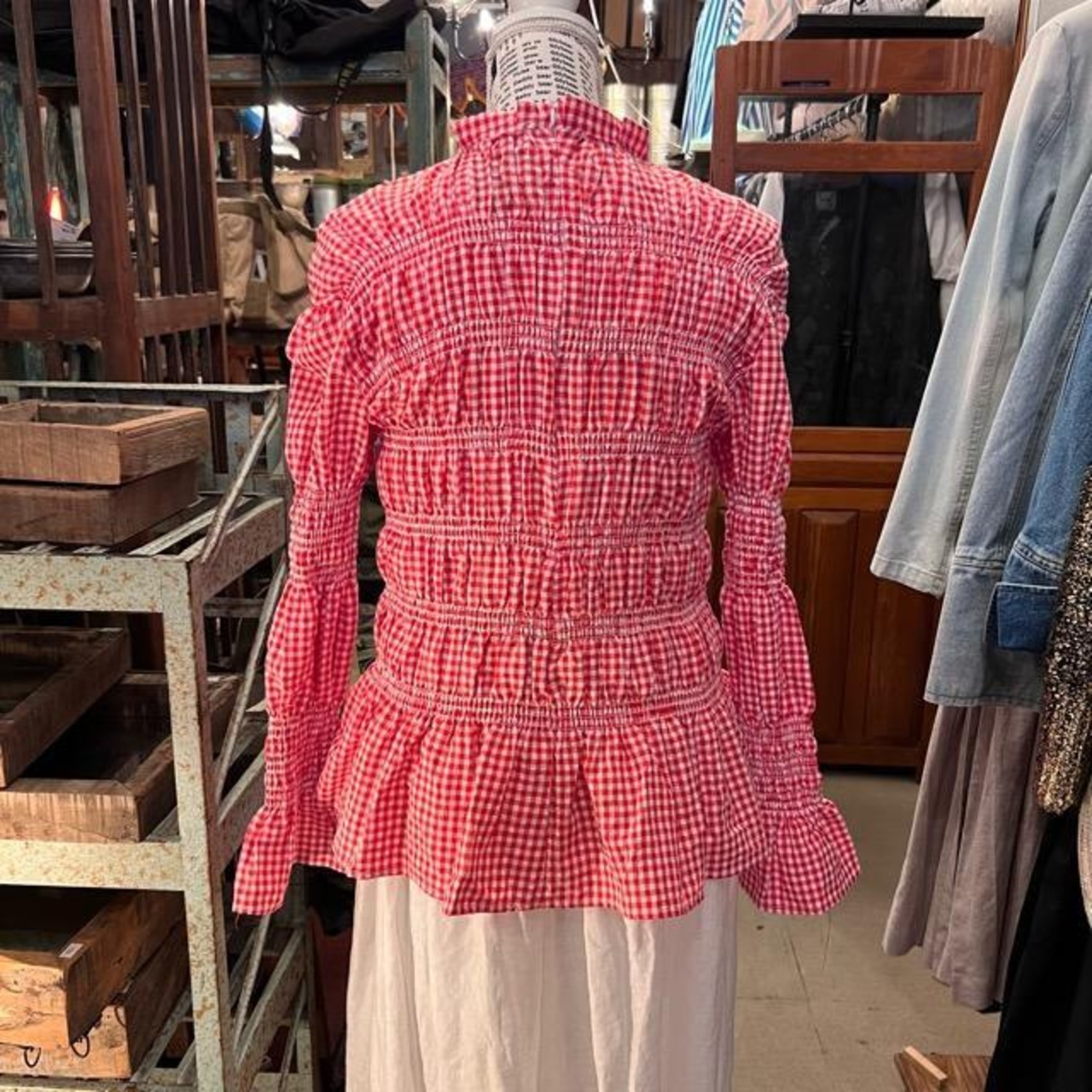 Topanga Lady's　チュニックデザイントップス　ギンガムチェック　ファッション　レディース　トップス　チェック　フリル