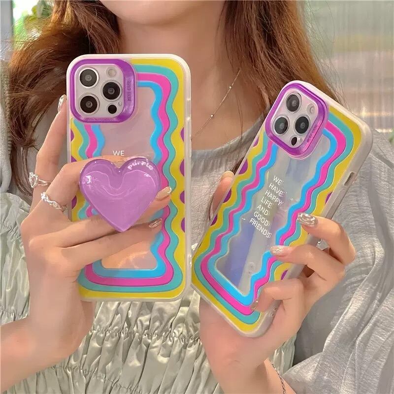 トレンド 派手カラー ぷっくり スマホグリップ付き Iphoneケース Iphoneカバー スマホ スマホグッズ ポップソケット カラフル 立体的 ハート Tpu Lamitte Deco トレンド 韓国ファッション ショップ Base店