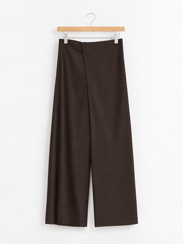 GABRIELA COLL GARMENTS HEAVY WOOL CROSSED TROUSERS BROWN S16-310