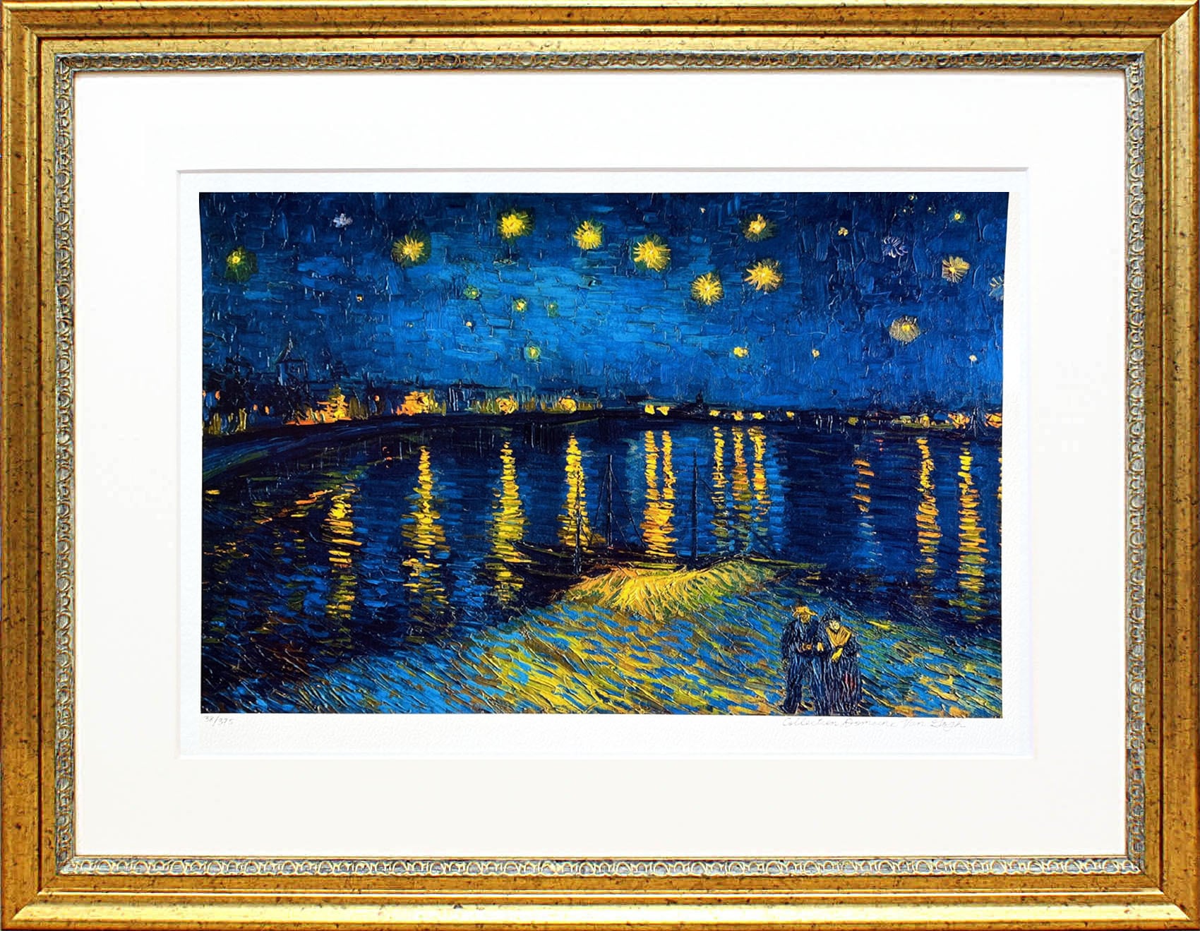 ゴッホ 絵画「ローヌ川の星月夜」額縁4色選択可能 作品証明書 展示用フック 限定エディション付複製画 ジークレ