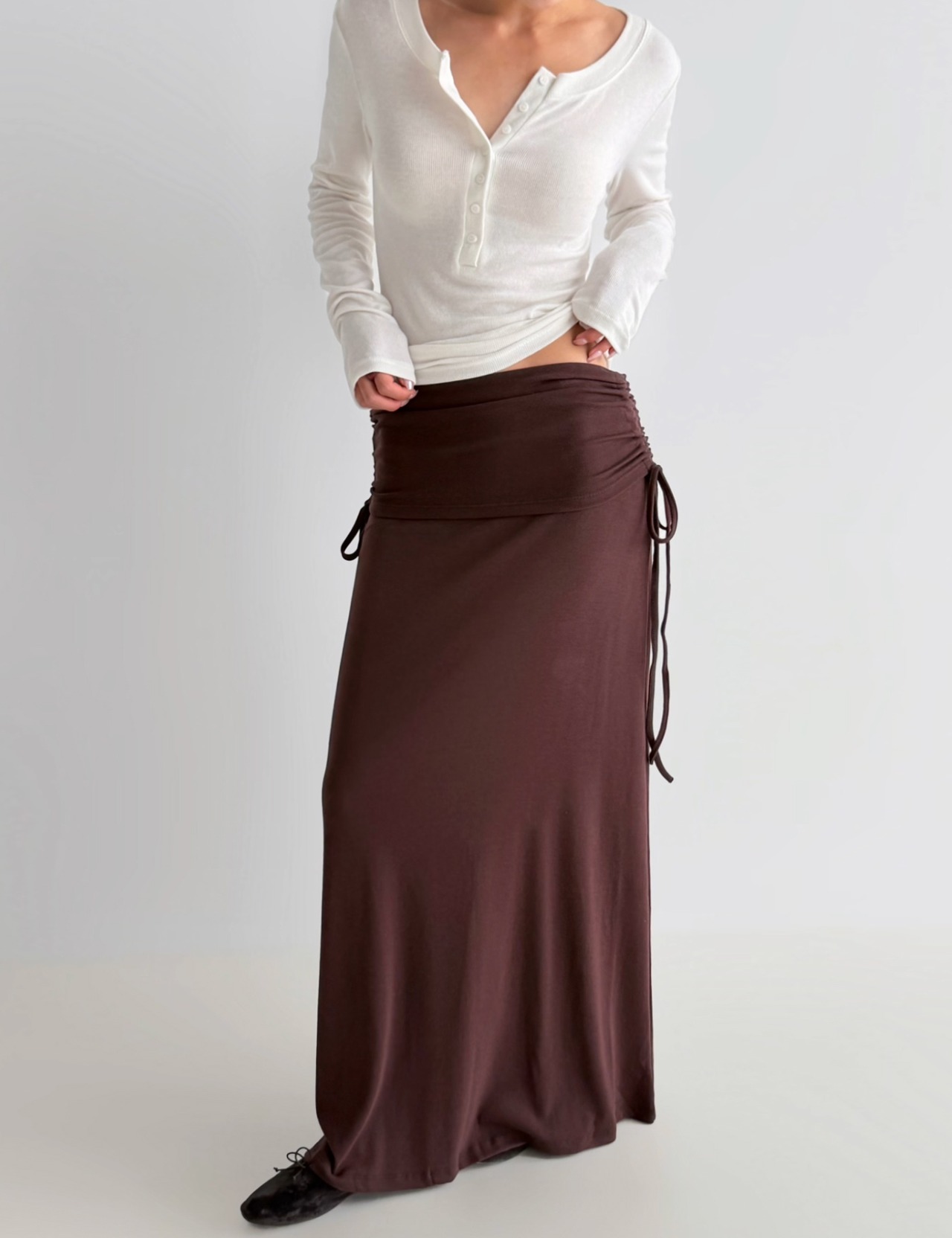 【新作5%OFF・3日間】Side-Shirring Stretch Skirt_3colors