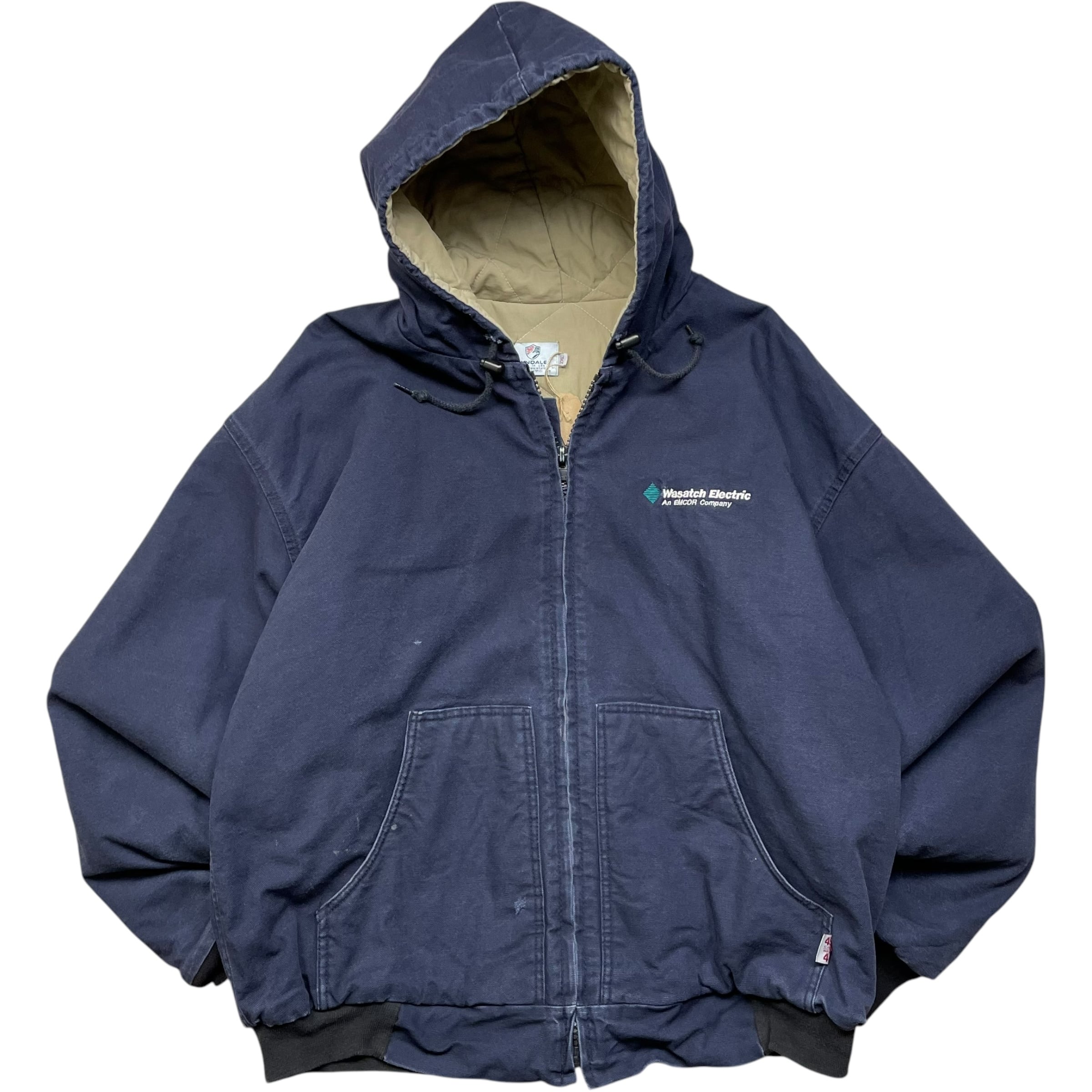 《2XL》TYNDALE ダックジャケット アクティブジャケット 刺繍ロゴ バックプリント USA製 90年代 vintage no.5749