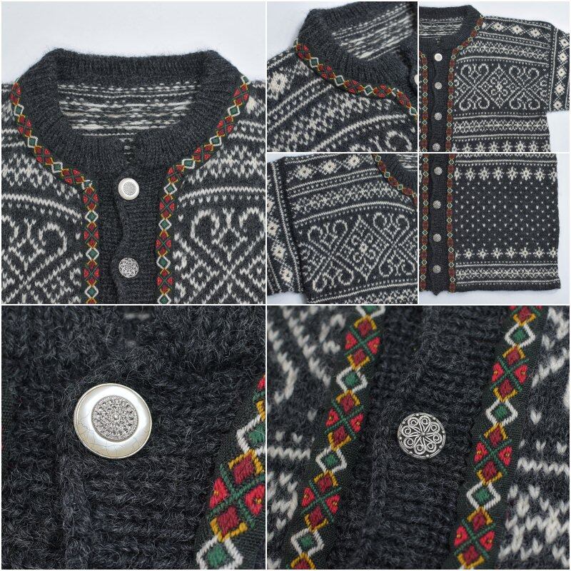 70～80s Nordic Cardigan ノルディック柄 メタルボタン デザイン