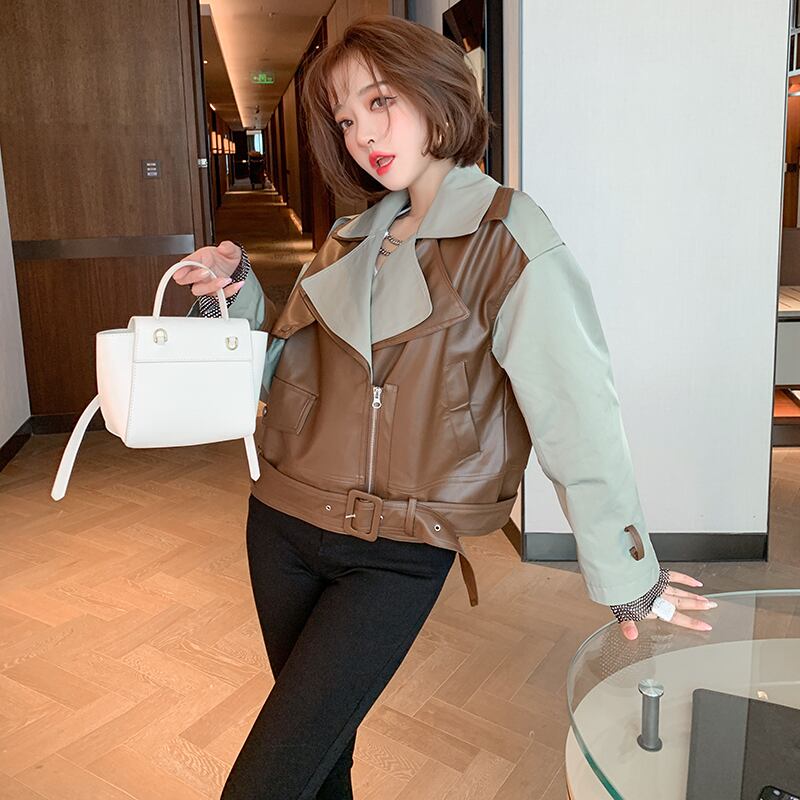 スタイルダブルジッパーショートコート オータムウィンター 秋物 冬物 ステッチ MIUCO72977140903