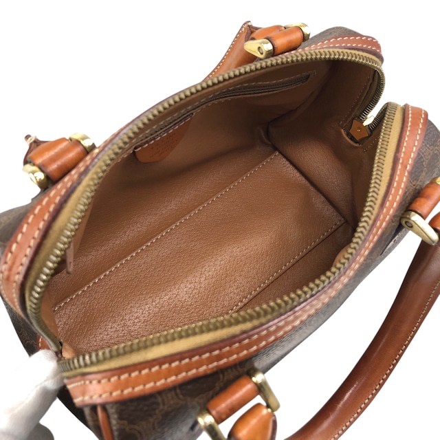 CELINE セリーヌ マカダム ショルダーバッグ ブラウン PVCレザー 2WAY ミニバッグ vintage ヴィンテージ オールド nvyja5