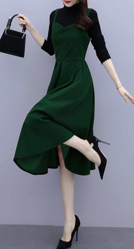 ワンピース ワンピドレス Aラインスカート ベルベット ミドル丈