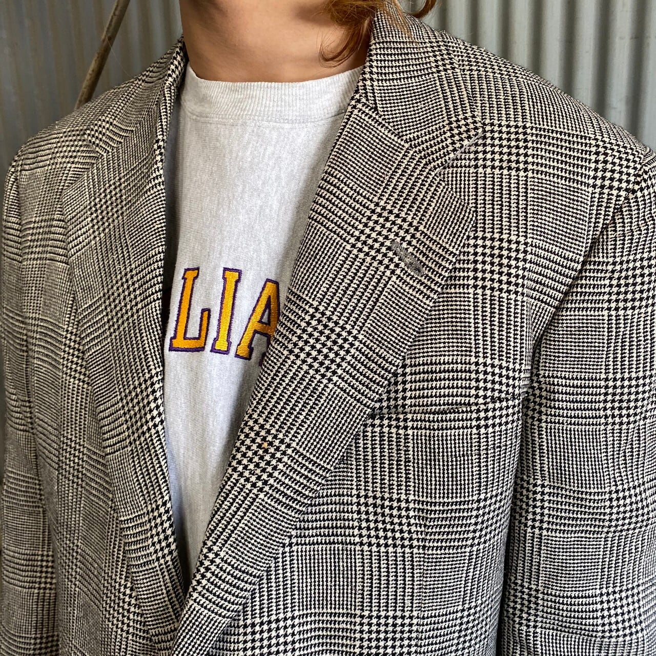 90s〜00s Y's for men グレンチェックテーラードJACKET