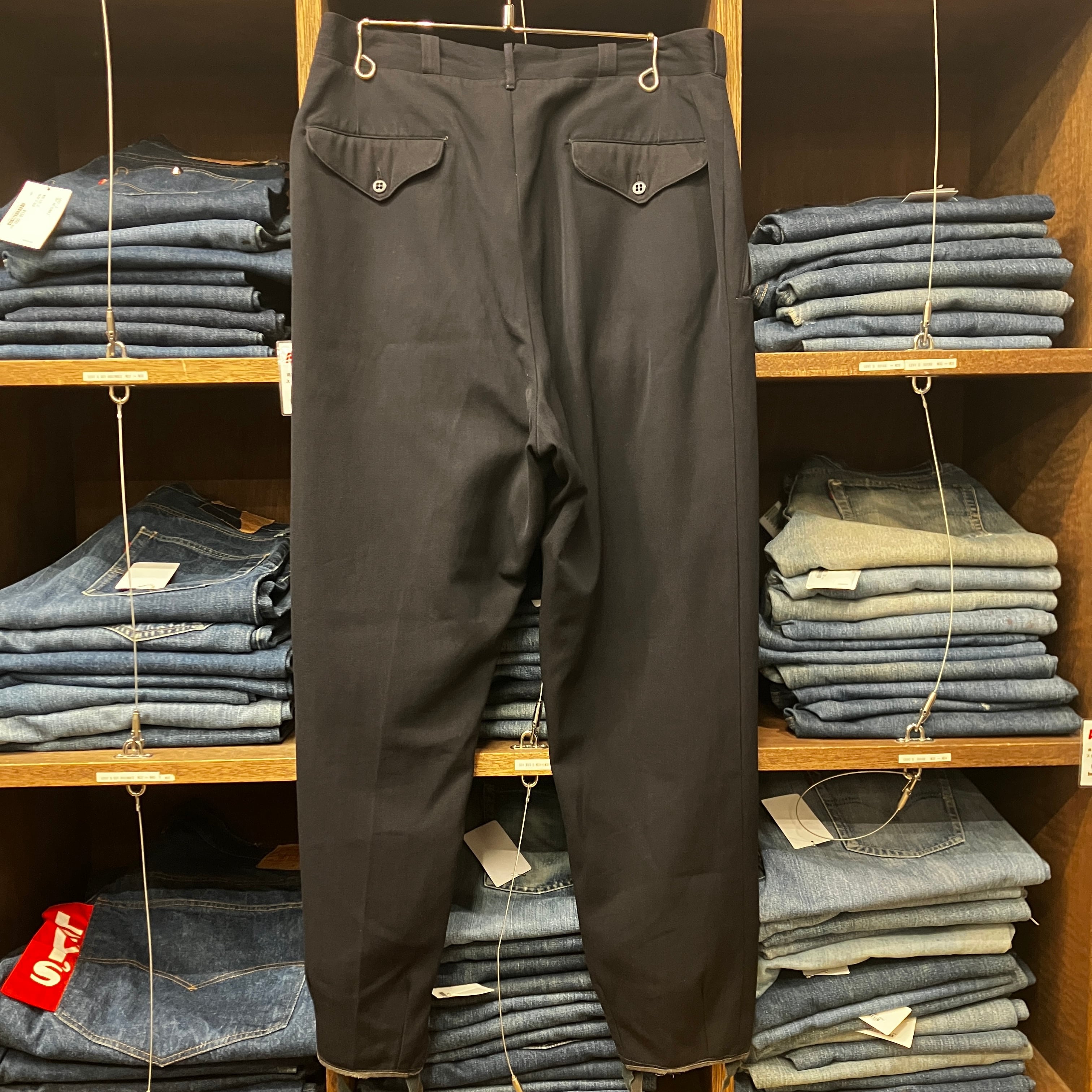 1950's McGREGOR WORK PANTSシンチバック付き 1950'S McGREGOR NAVY WOOL GABA SLACKS | safarionline
