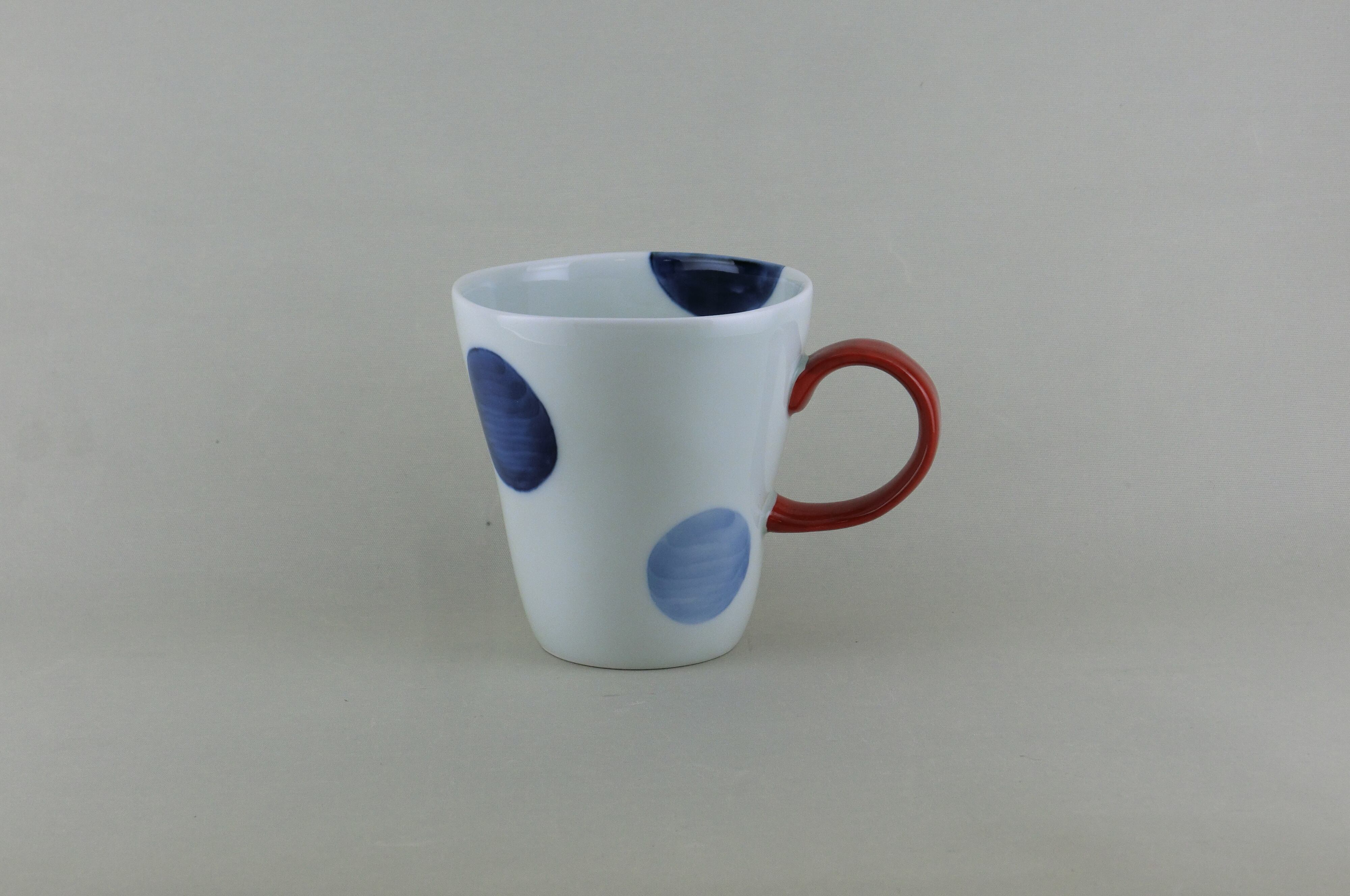 二色丸紋スタイリッシュマグカップ（赤）