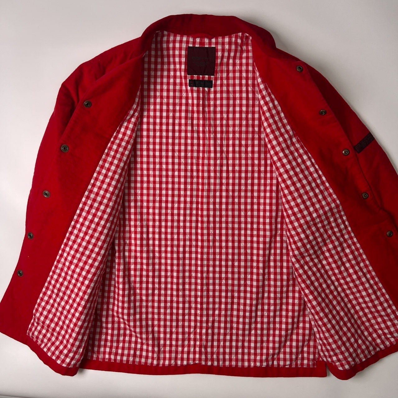 PAPAS & SONS パパス 裏ギンガムチェック コットンフランネル ジャケット M/レッド