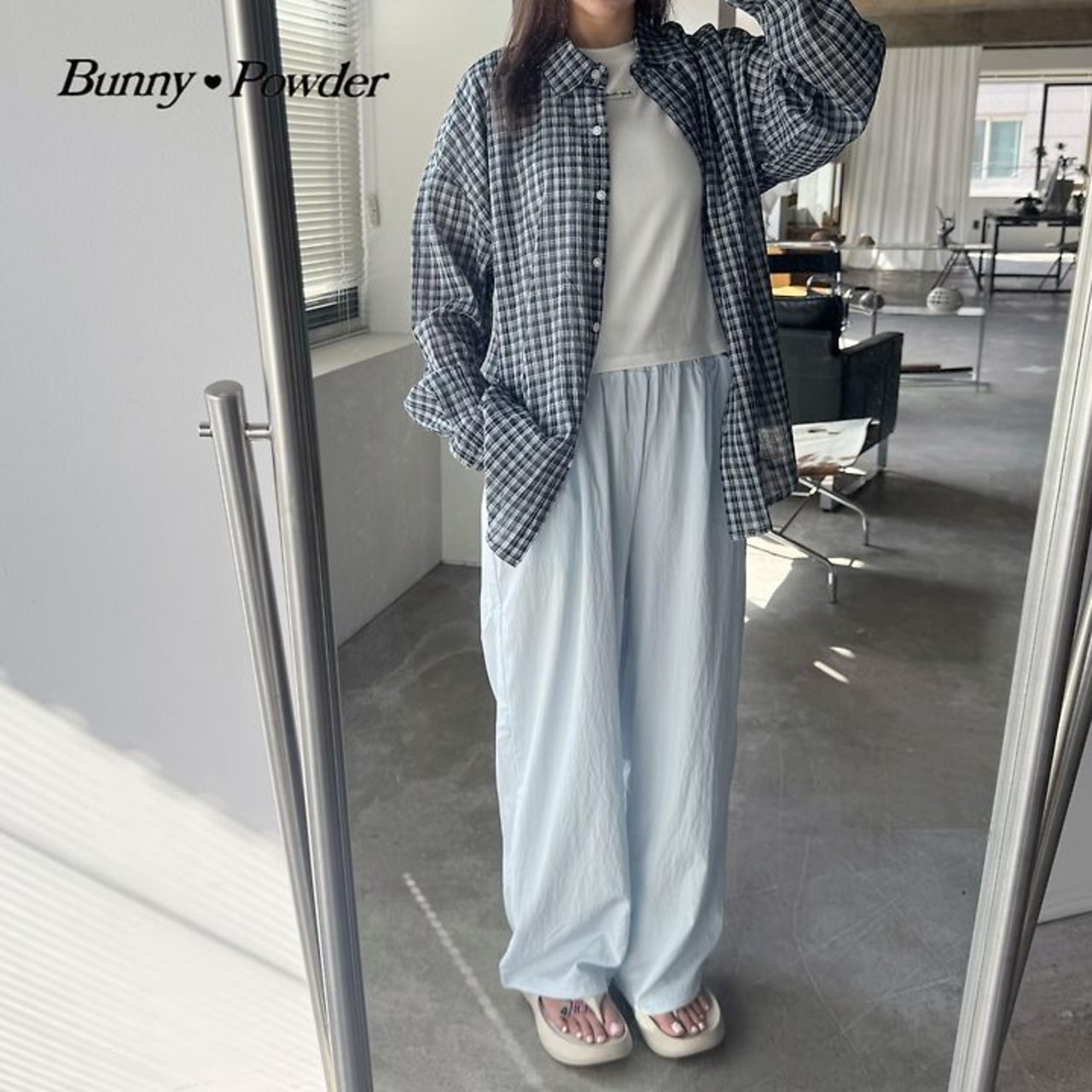 [Bunny Powder] Feature) Milk Check Shirt (adult) / [버니파우더] 기획)밀크체크남방 (adult)