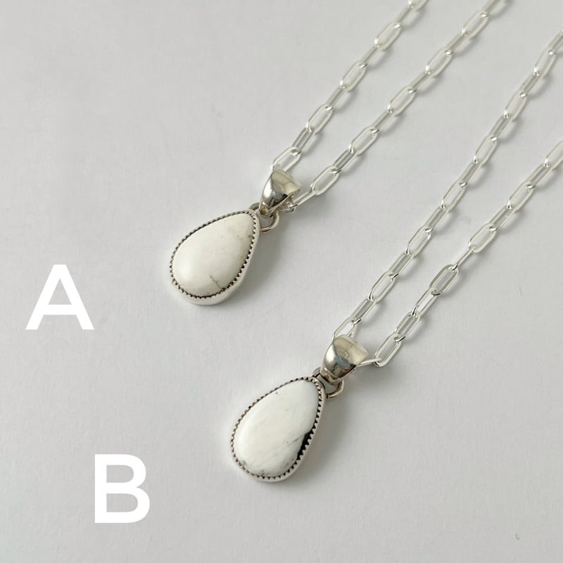 Indian Jewelry 》ホワイトバッファロー シンプル ドロップ ネックレス
