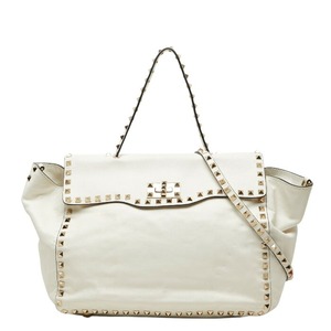 ヴァレンティノ ガラヴァーニ ロックスタッズ ハンドバッグ ショルダーバッグ 2WAY BS-C195BOL1 ホワイト レザー レディース VALENTINO 【中古】