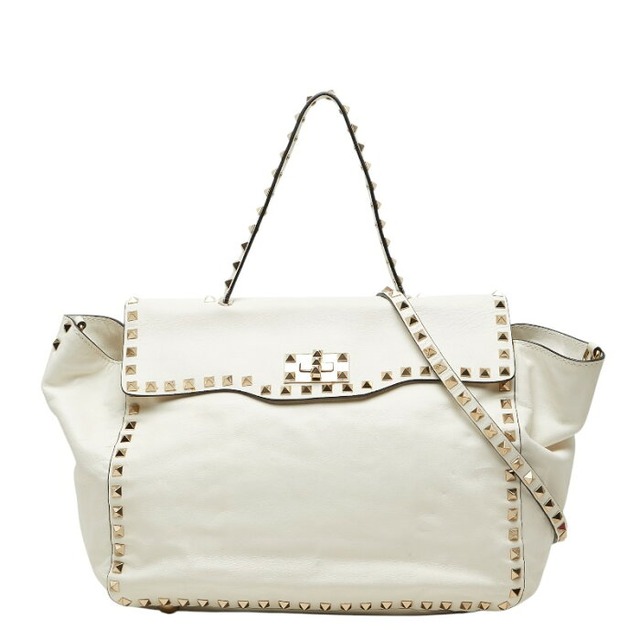 ヴァレンティノ ガラヴァーニ ロックスタッズ ハンドバッグ ショルダーバッグ 2WAY BS-C195BOL1 ホワイト レザー レディース VALENTINO 【中古】