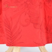 フラダンス 衣装 TWO PALMS ワンピース ドレス レッド系 ハワイ製 フリル ワンカラー モンステラ柄 プルメリア柄 かわいい 華やか 鮮やか 明るい 情熱的 きれい 上品 赤 ハワイアン アロハ ハワイアンプリント フラ ダンス レッスン 練習