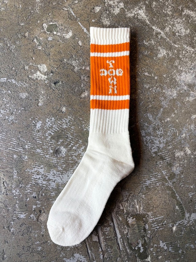 DOG TOWN / CROSS LETTER line high socks / ORANGE×WHITE / DTS-010