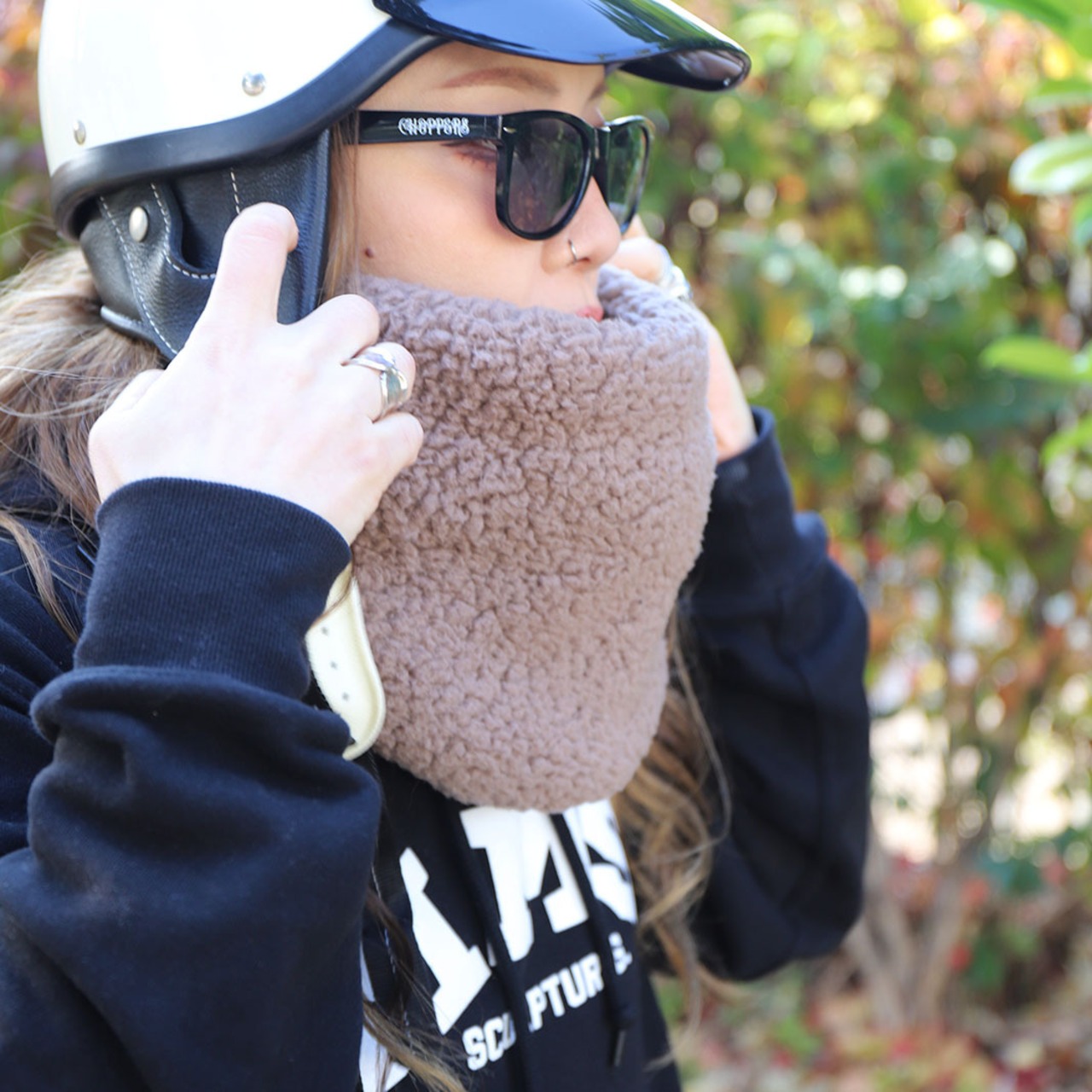 ROBIN NECK WARMER /タータンチェック（ORANGE）&ブラウンファー