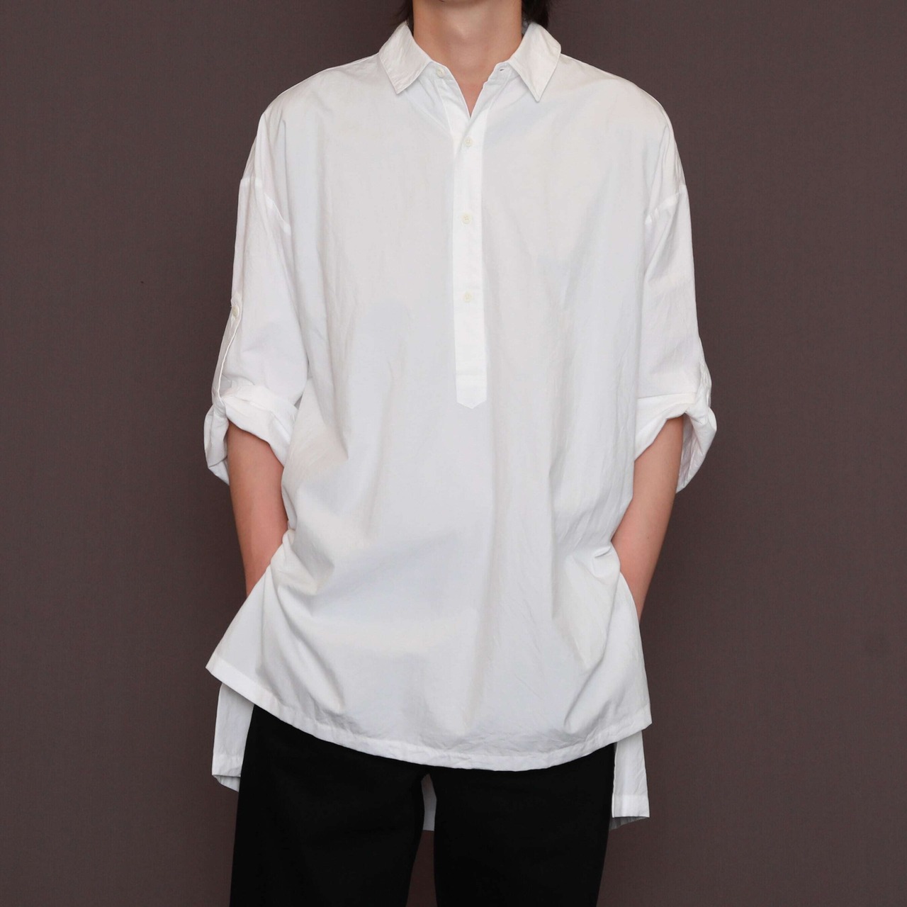 CAPERTICA　Supima Cotton Typewriter Cloth Cropped P/O Shirts (WHITE)