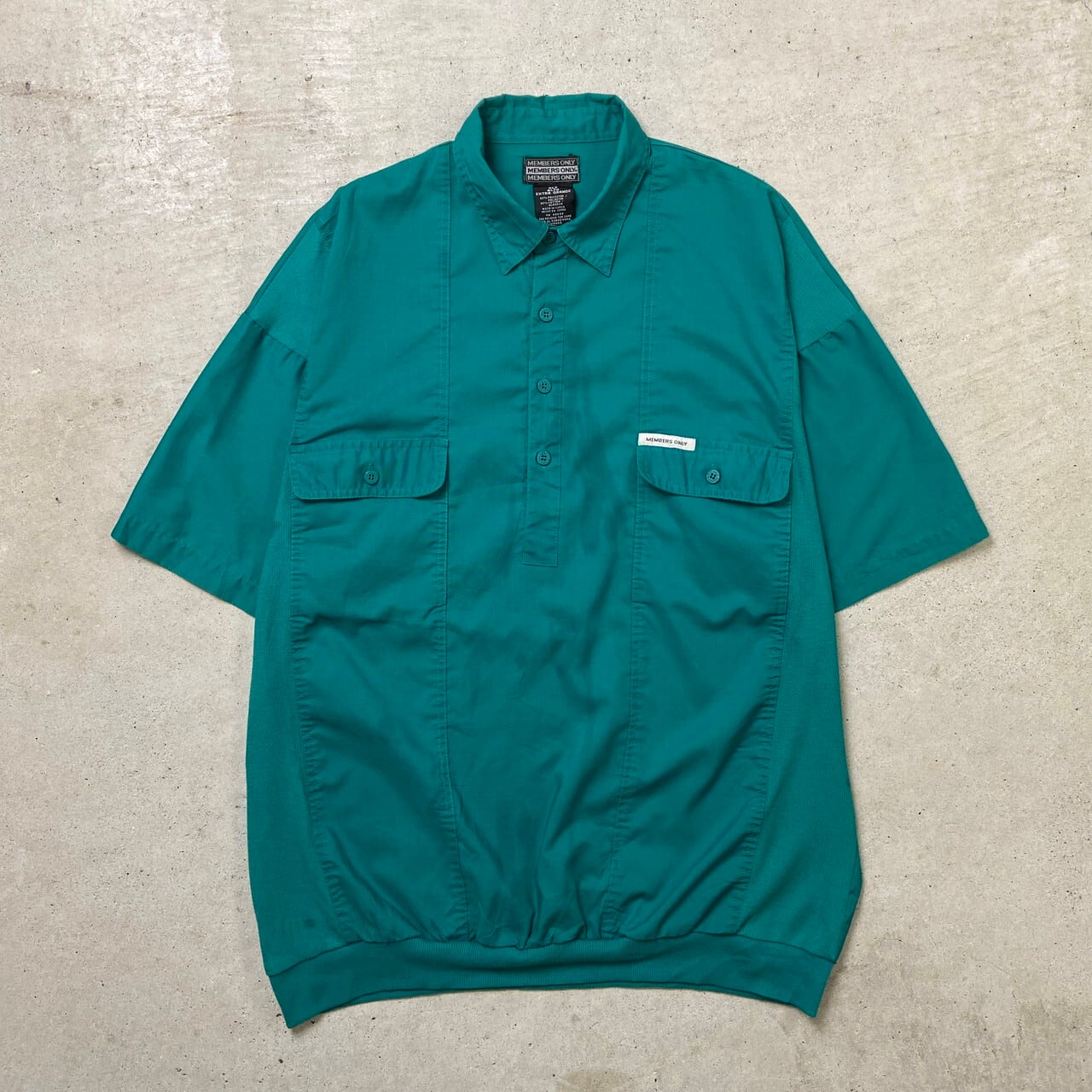 美品 古着 80s〜90s 切替デザイン プルオーバーシャツ 半袖 メンズL 黒 MENBERS ONLY プルオーバーシャツ 半袖シャツ 切り替えデザイン メンズ
