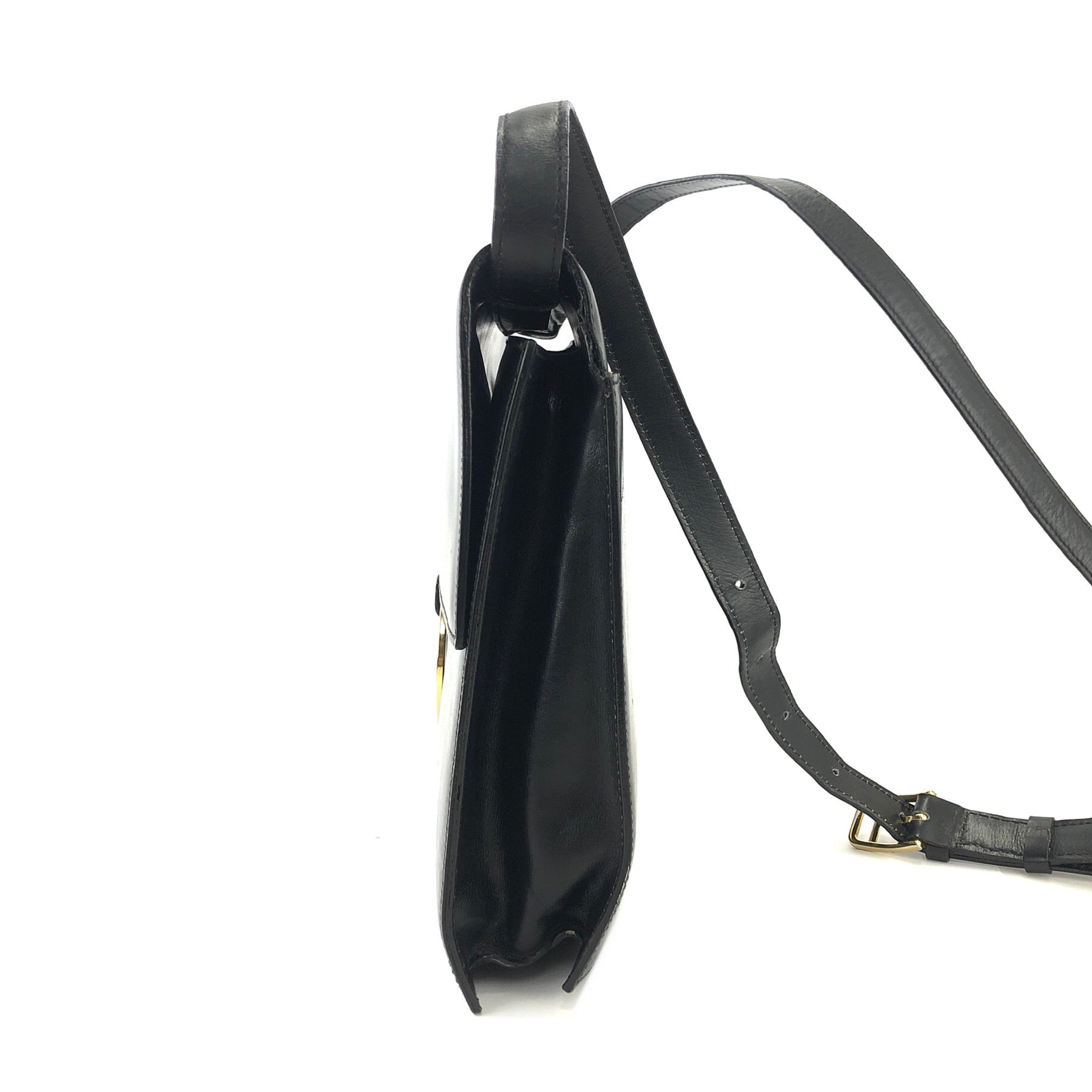 CELINE セリーヌ ロゴサークル レザー ショルダーバッグ ブラック