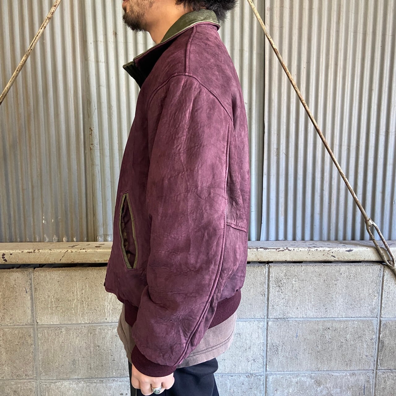 80年代 USA製 L.L.Bean ヌバックレザージャケット シングルレザー 