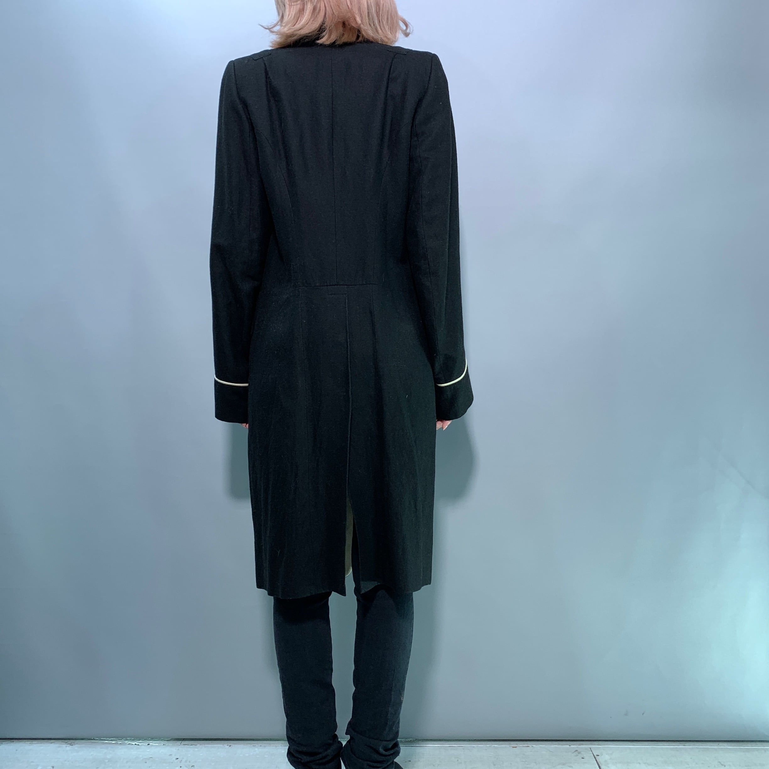 ANN DEMEULEMEESTER】本人期 ウールナポレオンスリムロングコート