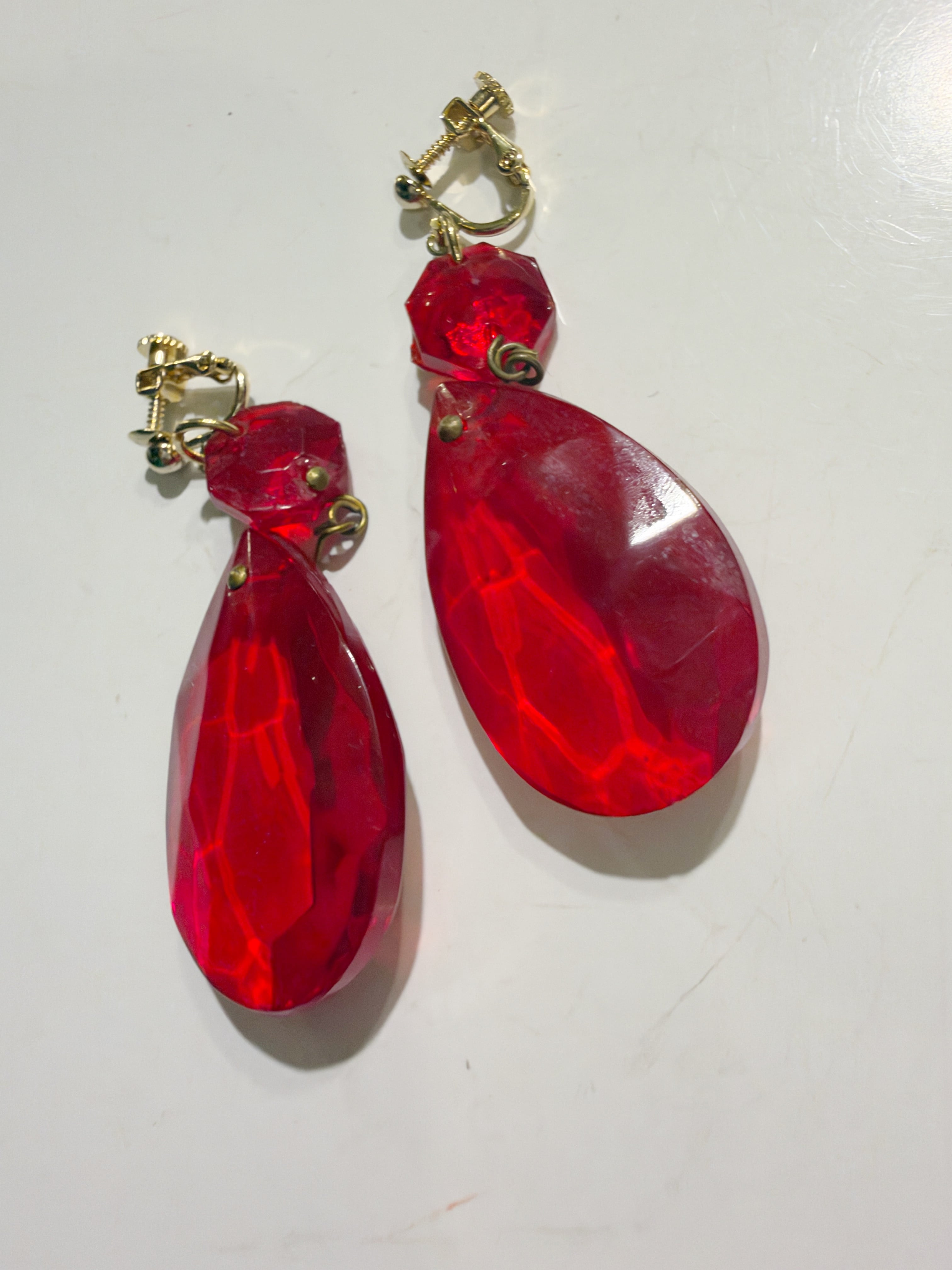 Vintage lucite red earrings